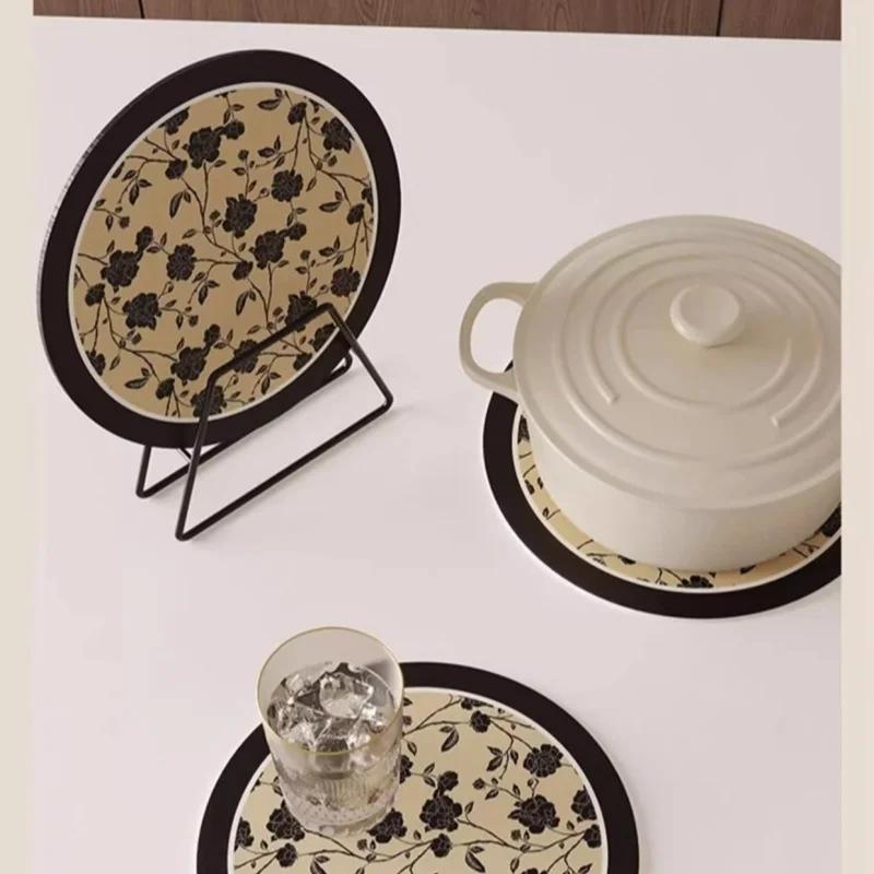 Ретро круглые подставки под цветы, теплоизоляционные, противоожоговые, коврики для стола, креативные домашние диатомитовые абсорбирующие подставки, кухонный аксессуар