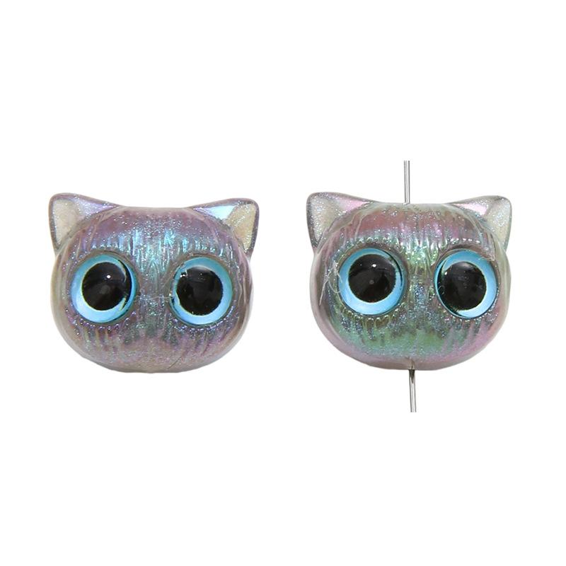 Handmade Beads Acrylic Cartoon Animal Cat Beads Small Waking Lion Straight Hole Beads Children's Handmade Diy Beading String Jewelry Accessories