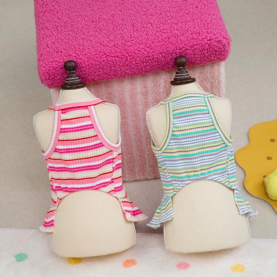 Летнее платье для собак, футболка без рукавов в полоску с клубничным принтом, юбка-пачка для домашних животных, наряд принцессы для маленьких и средних кошек и собак