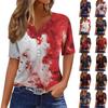 Женская футболка Футболка Хэллоуин Принт Пуговица Короткий рукав Туника Повседневная Мода Выходного дня Базовая V-образный вырез Обычный Топ