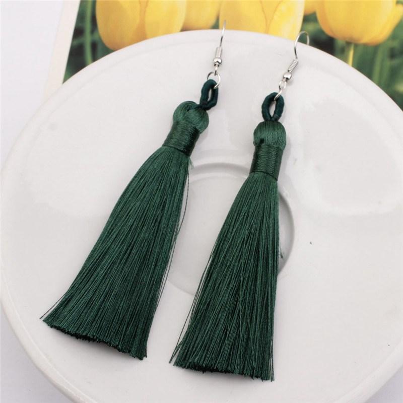 Серьги-кисточки, 1 пара, длинные, с узором, в стиле бохо, полихромные, подарочные серьги