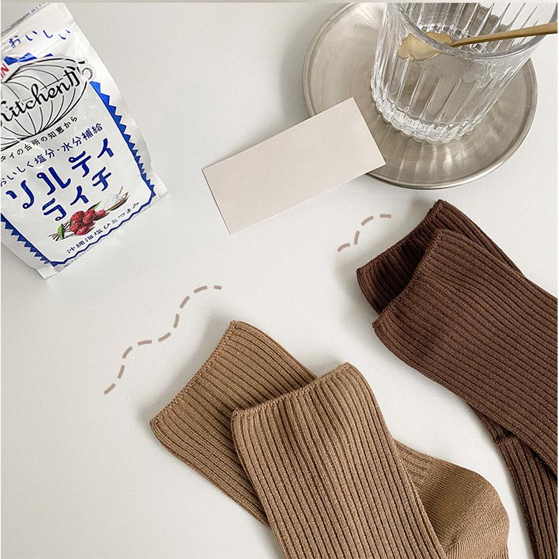 5 пар Хлопковые женские осенне-зимние многослойные носки Влагоотводящие японские спортивные носки до середины икры