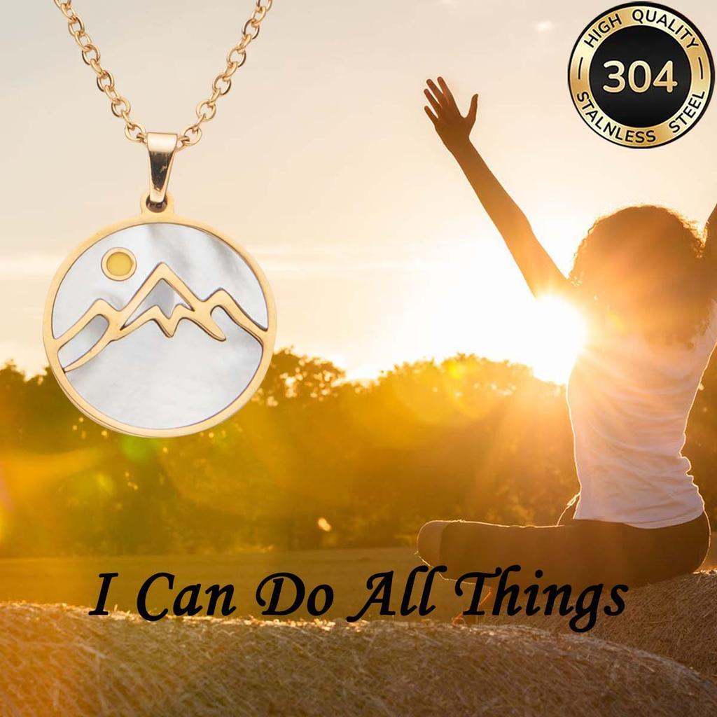Stainless Steel Real Gold Plated Faith Mountains Mustard Seed Round Pendant Necklace Gift for Women Tarnish Resistant