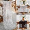White Floral Lace Table Runner Black Table Cover Chair Sash for Banquet Baptism Wedding Party Table Decoration