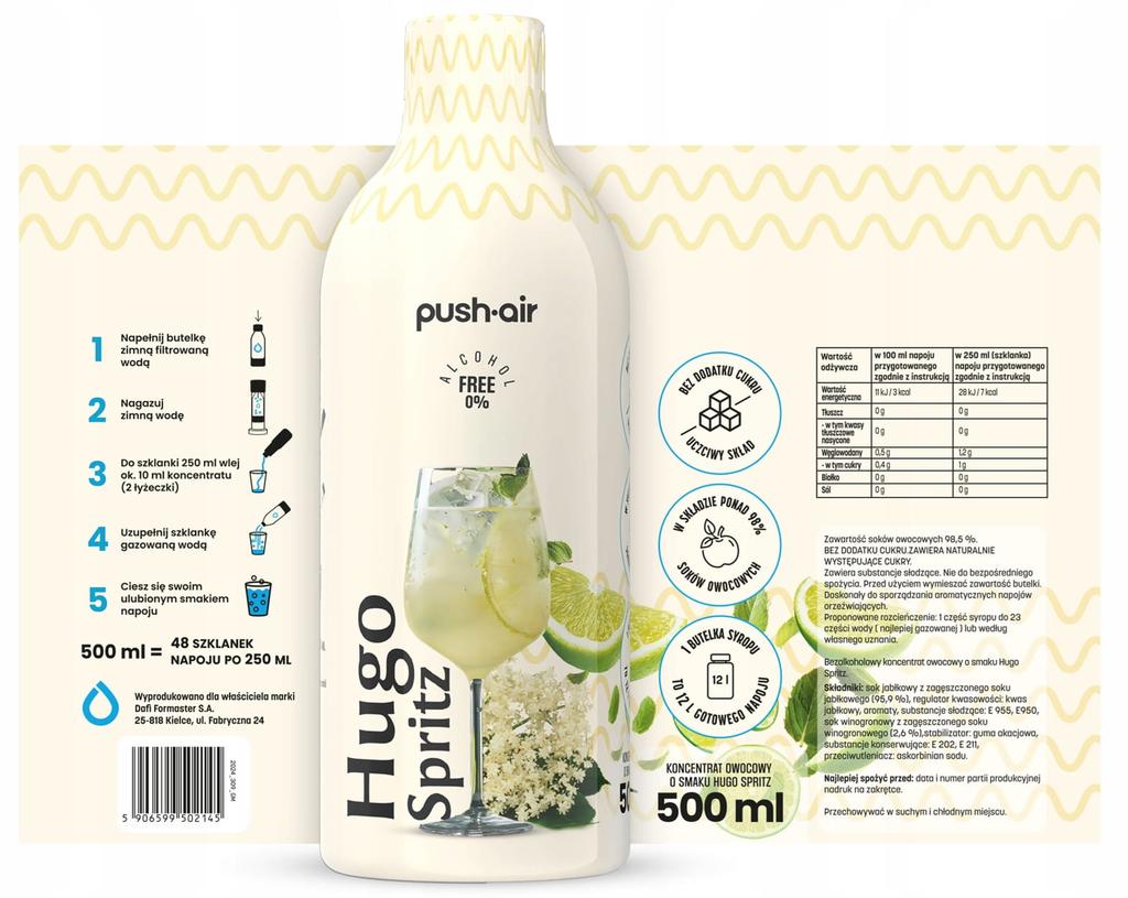 Hugo Spritz 500ml Water Syrup Concentrate for Dafi Saturator