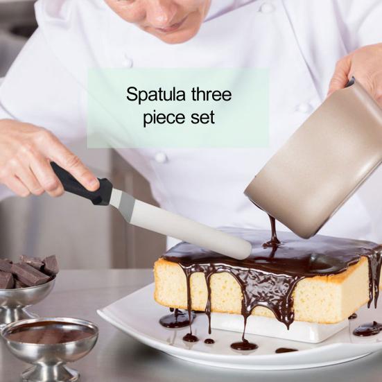 3Pcs Icing Spatula Set Stainless-Steel Offset Spatula Angled Cake Spatulas with Ergonomic Handle Easy To Clean Cake Spatulas Frosting Smoother