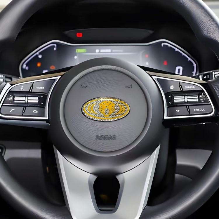 1pcs lion carbon fibre 3D 6cm steer wheel emblem Sticker Car Steering Wheel Car Interior Emblem Car styling Accessories For KIA rnqt40