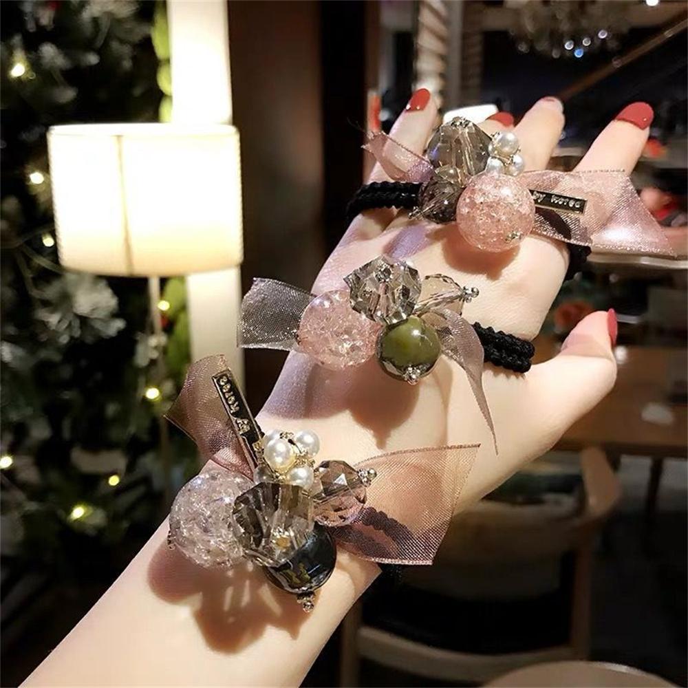 Bling Bling Hair Rope Simulation Pearl Hair Ties Ribbon Decoration Ponytail Holders For Women Girl Hair Accessories YSX