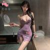 Mrs. Luxury Fragrance Deep V Chest Oblique Cheongsam Sex Underwear Sexy Pure Perspective Temptation