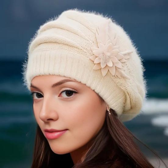 Женский берет шляпа винтажный французский стиль шерстяной берет двухслойный утолщенный зимний вязаный головной убор для женщин