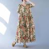 Short Sleeve Oversized Cotton Vintage Floral New In Dresses for Women Casual Loose Long Summer Dress Elegant Clothing