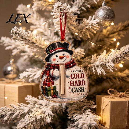 Decorative Cash Storage Pendant Christmas Money Holder Ornament, Acrylic Stocking Gift Hanging Decor for Tree, Festive with Surprise Slot, Holiday