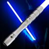 Световой меч YDD со светодиодным лезвием, металлический эфес, Force FX, звуковые эффекты, датчик, перезаряжаемый светящийся меч (Серебристо-голубое лезвие)