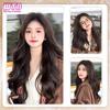 WTB Синтетический парик Женские длинные вьющиеся волосы Цельный U-образный французский наращивание 4 зажима Накладные волосы Коричневые черные термостойкие искусственные волосы