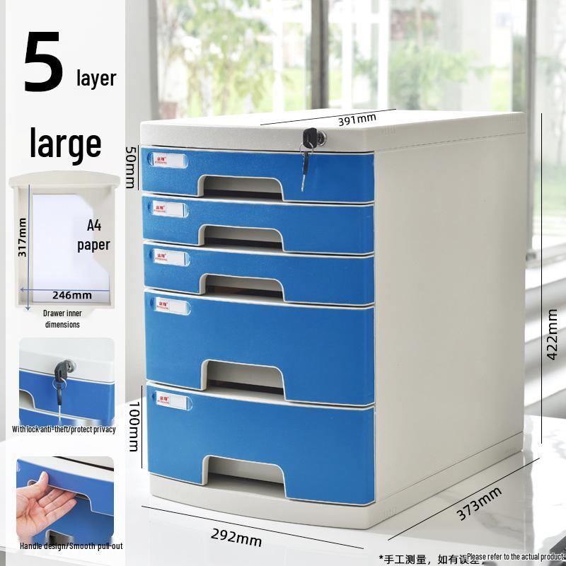 Lockable Multi-Layer A4 File Cabinet Drawer - Plastic Office Storage Box