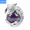 Men'S And Women'S Chinese Wind Dragon Bead Totem Necklace Amethyst Pendant 3D Dragon Winding Natural Stone Bead Jewelry