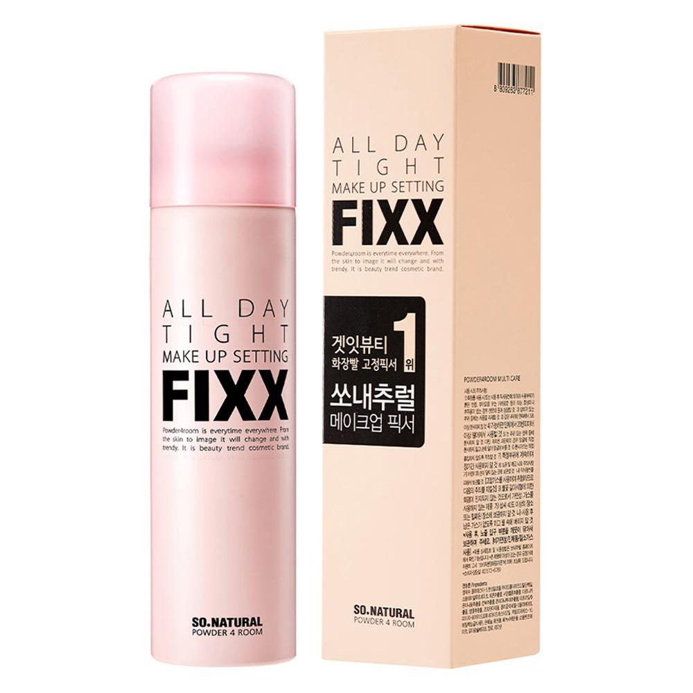 SO NATURAL Powder4Room Фиксатор макияжа All Day Tight 100 мл - Стойкий спрей, предотвращающий смазывание, для безупречного сохранения макияжа
