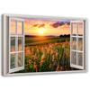 Canvas Print, Window - View of a Field of Flowers