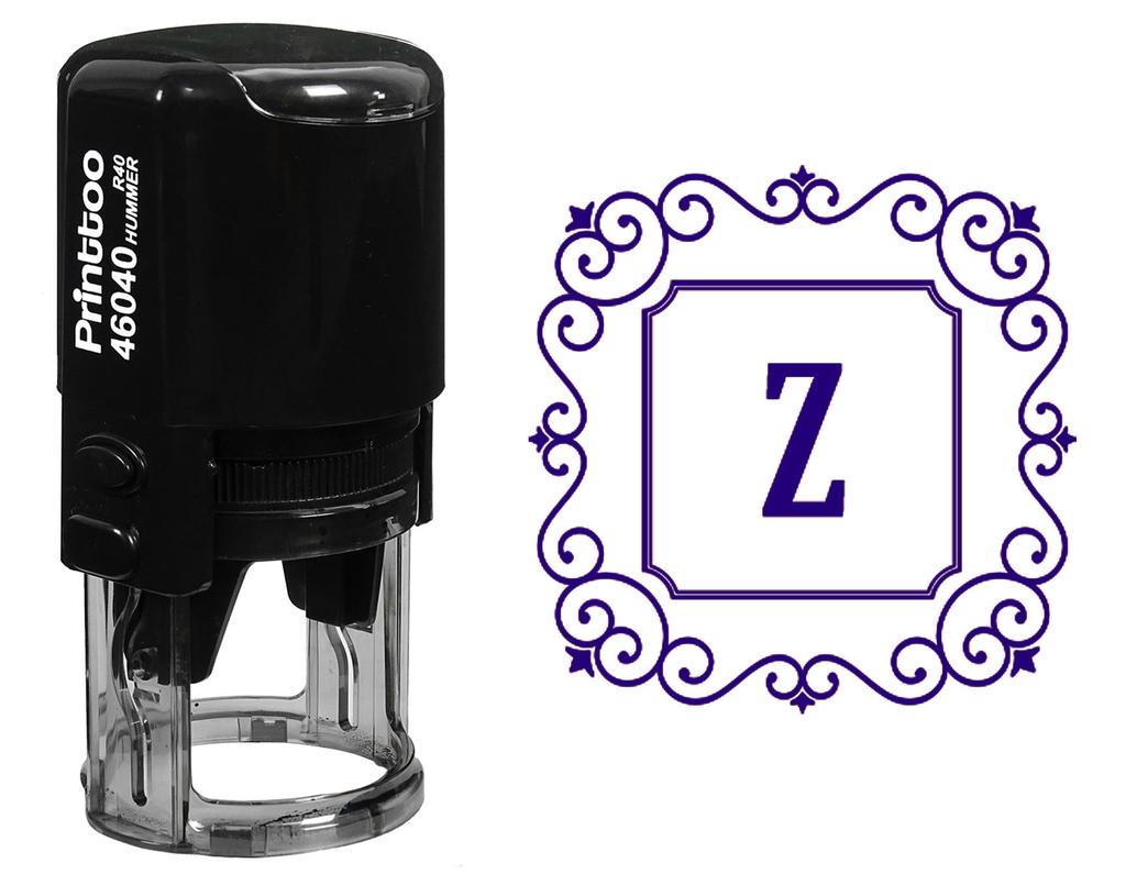 Printtoo Square Swirl Border Z Alphabet Monogram Initial Self Inking R-40 Office Стационарная резина