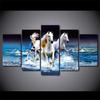 Холст Настенный Художественный Плакат HD Печатные Фотографии 5 Шт. Пляжные Волны Белые Лошади Гонки Картина Гостиная Домашний Декор