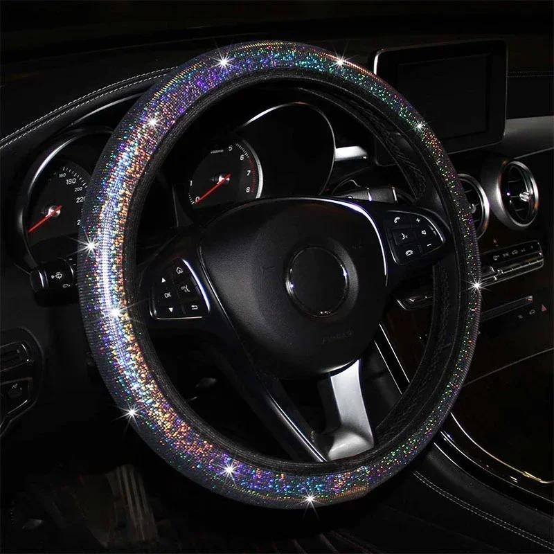 Car Steering Wheel Cover Universal Diamond Blingbling Crystal Set Wheel Car-styling Wheel Woman Diamond Accessories 37-38cm