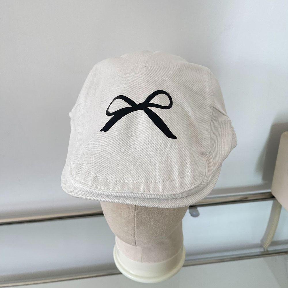 Bowknot Bow Berets Cap Y2K Women Artist Hat Vintage Newsboy Cap  Autumn