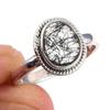 Natural Black Rutile Gemstone Handmade 925 Solid Sterling Silver Ring S.6 M6f65