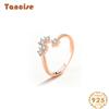 Tancise Classic 925 Sterling Silver Zircon Ring Ladies Jewelry Wedding Promise Party Gift