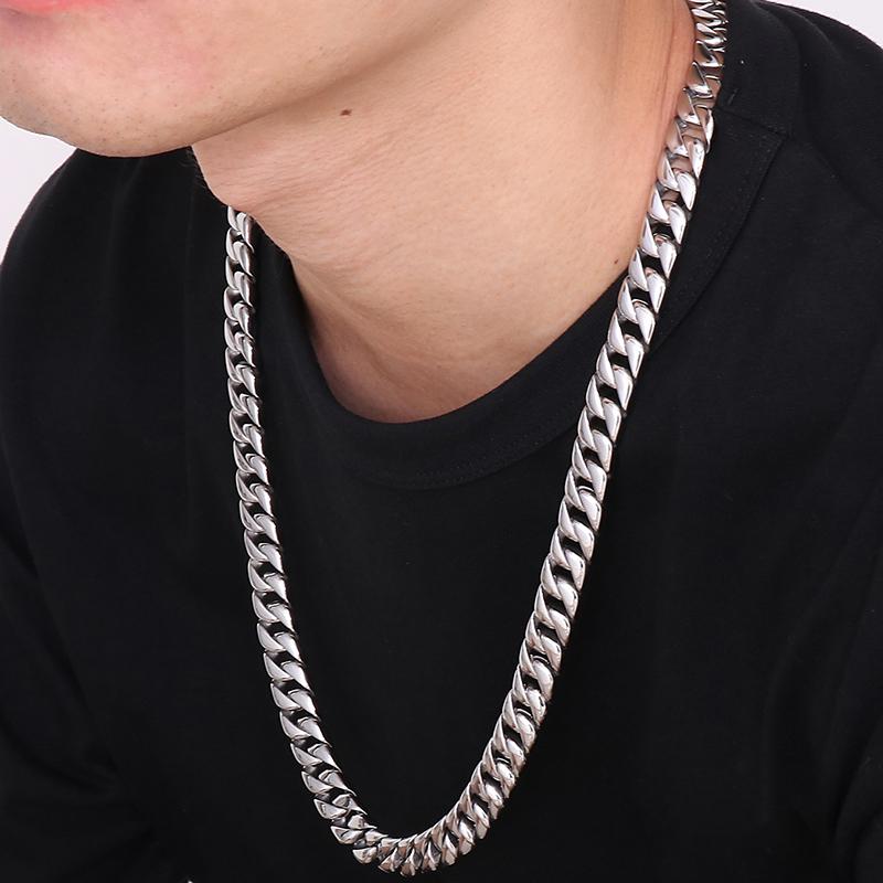 Mens Curb Chain Necklace 20-26 Inches 12MM Wide Long Necklaces For Men Best Friends Stainless Steel Jewelry Gifts For Birthday