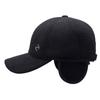 Hat Men'S Ear Protection Winter Woolen Baseball Cap Solid Color Short Brim Fleece Cotton Medium And Old Hat Windproof And Warm
