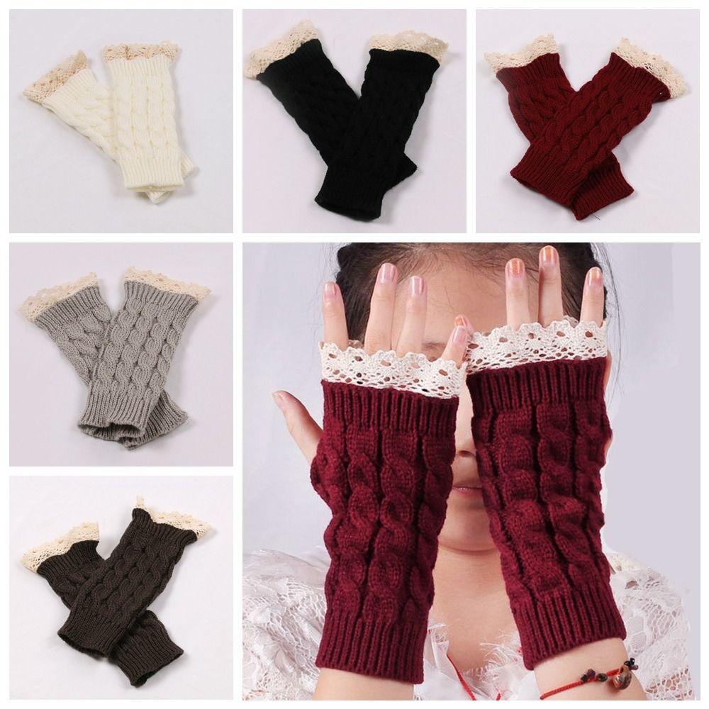 Перчатки Twists Зимние перчатки Кружевные перчатки с полупальцами Простые шерстяные перчатки для мужчин