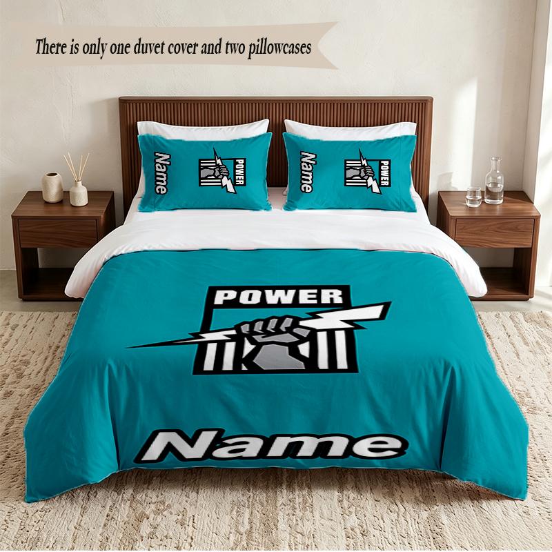 Port Adelaide Football Club Personalized Custom Name 3‑Piece Bedding Set Soft Duvet Cover Set For Bedroom Home Decor