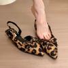 Роскошные женские туфли-слингбэки на низком каблуке, босоножки с леопардовым принтом из натуральной кожи, праздничная обувь на весну-лето, женские босоножки-лодочки