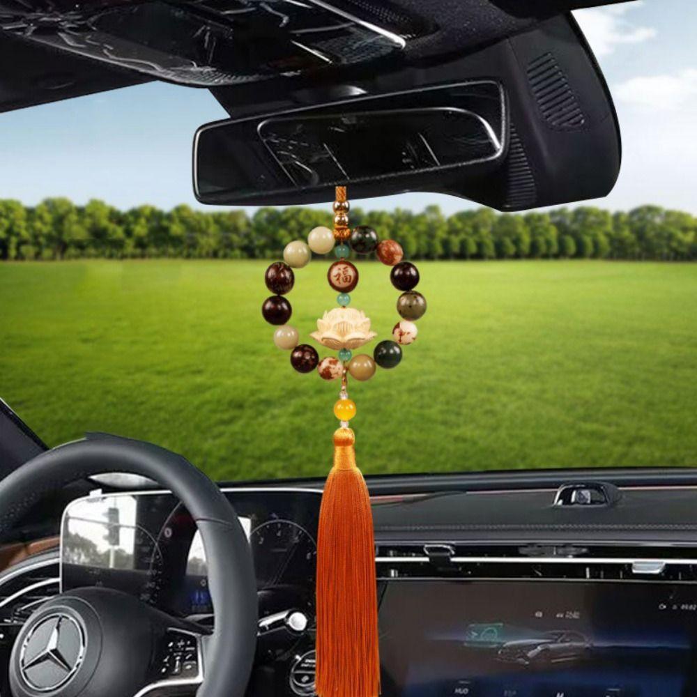 Классическое автомобильное зеркало заднего вида, подвеска Бодхи с кисточками, украшение для зеркала заднего вида, автомобильное зеркало заднего вида