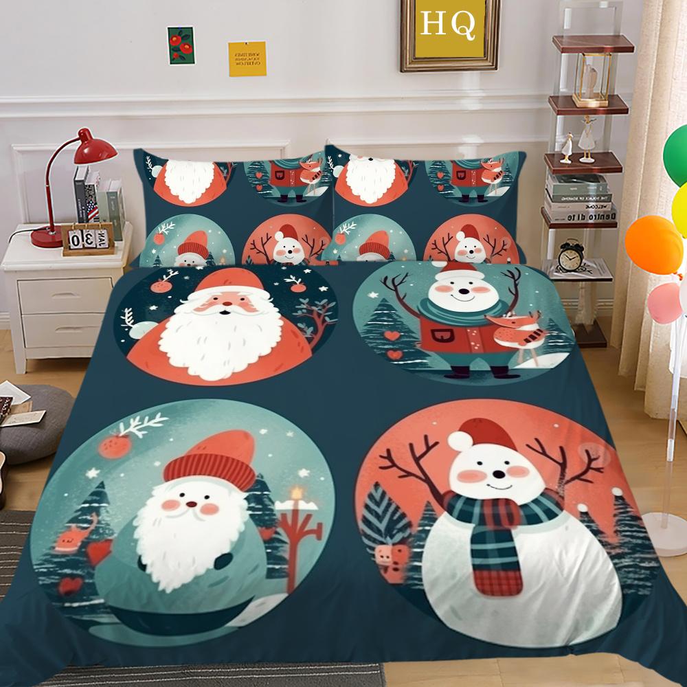 Комплект постельного белья из микрофибры с 3D рождественской печатью, полноразмерный комплект постельного белья из микрофибры, высококлассные милые покрывала