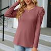 Женская облегающая плиссированная модная футболка с длинным рукавом. Женская универсальная осенняя футболка с длинным рукавом.