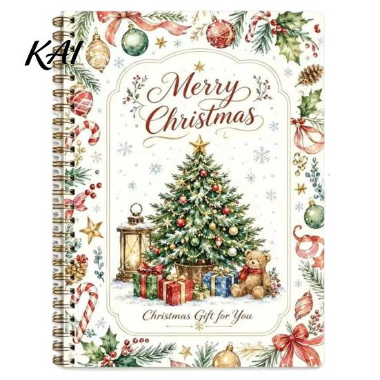 Thoughtful Present for Teachers Christmas Gift Card Book, DIY Spiral-Bound Merry College Survival Handwritten Wish Keepsake Kit, 10-Page Greeting Book