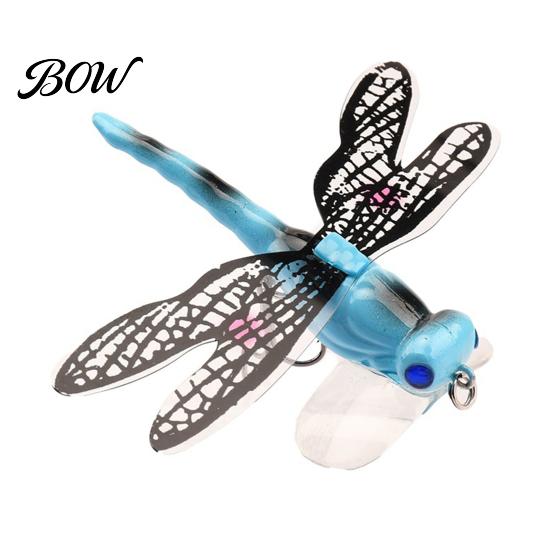 Artificial Dragonfly Lure 5Pcs 7.5cm/6.2g Bionic Fishing with Hooks, Topwater Floating Lures Bait, Realistic Insect for Bass Trout Lifelike