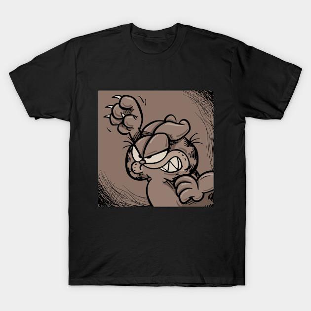 Asian Size Men Black Print T-shirt Inktober Scratchy Garfield No-Cut Heat Transfer Print Cotton Tshirt