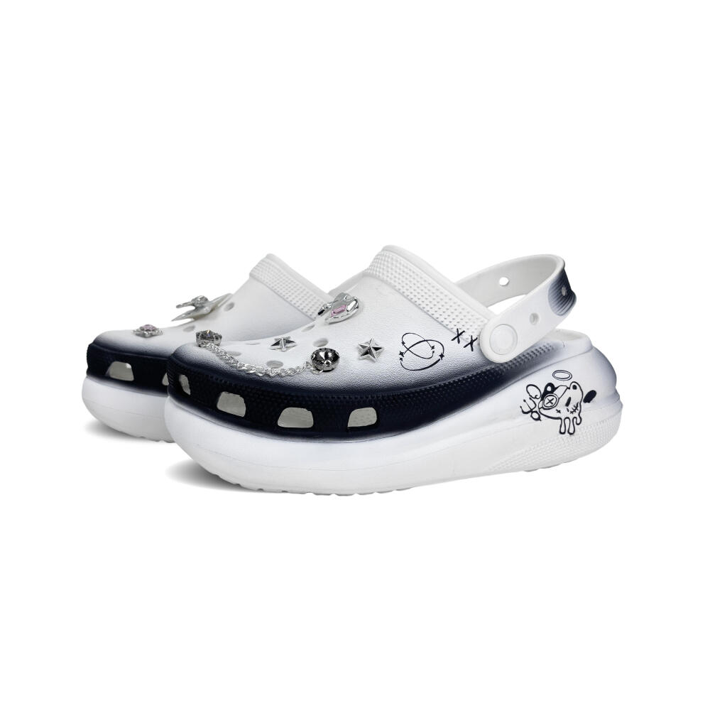 Crocs Crush Clog EVA Killer Kitten Пара Богиня Субкультура Комикс Граффити Граффити Тренд Дырявые туфли Унисекс Черно-белые