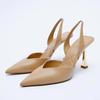 Fine Heel Heel Sandals Pointed Toe Mesh Slingback Sandals For Women Party Shoes Shoes Elegant Pumps Shoes
