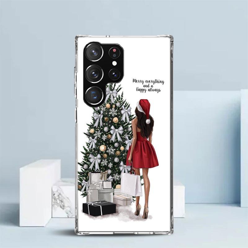 Christmas Girls Tree Gift Phone Case For Samsung Galaxy S24 S25 Edge S26 Ultra S22 S23 Plus S21 + S20 FE Soft TPU Back Cover Gal