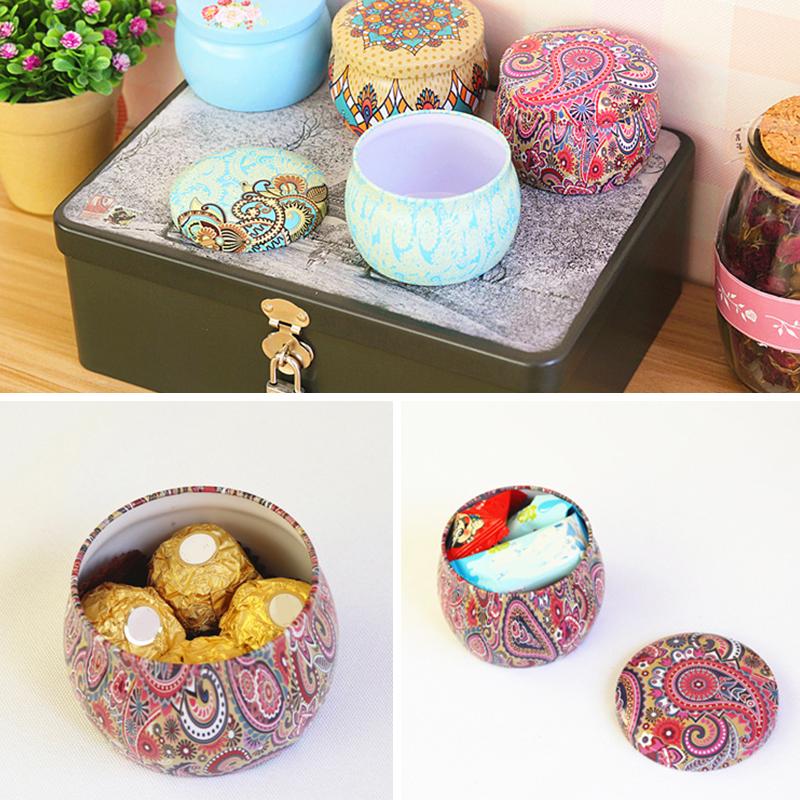 1 шт., пустая коробка для конфет, этнический цветочный принт, банка для свечей, футляр для хранения, пустая жестяная банка для свечей