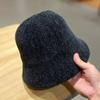 Solid Color Knitted Fisherman Hat Chenille Bucket Hat Casual Women Panama Cap  Winter
