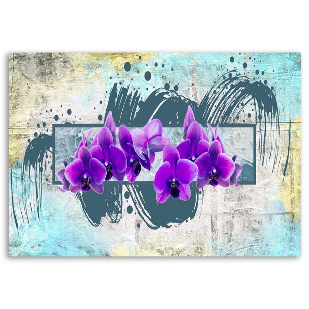 Печать на холсте, Фиолетовые орхидеи, абстракция