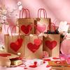 10/12 шт. Красное сердце Крафт Крафт-бумажные подарочные пакеты Сделай сам ЛЮБОВЬ Романтический пакет в форме сердца Ручной подарочный пакет Упаковочный пакет Свадебная вечеринка