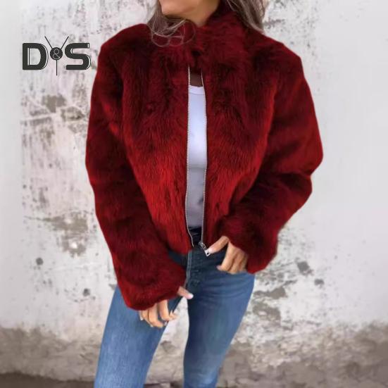 Зимняя женская куртка из толстого искусственного меха, сохраняющая тепло, с высоким воротником, однотонная, с длинными рукавами, для дома, вечеринки, офиса, клуба, отпуска