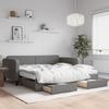 VidaXL Daybed with Trundle and Drawers Dark Grey 100x200 Cm Fabric 3196876