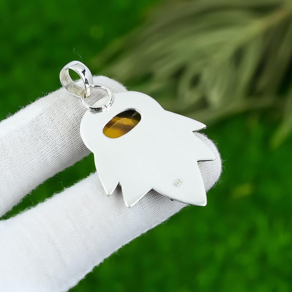 Подарок на день рождения для нее Подвеска из натурального камня тигровый глаз серебро 925 пробы