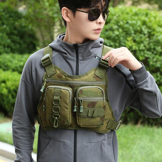 Нагрудная сумка для занятий спортом на открытом воздухе для мужчин, передняя сумка-жилет для бега с несколькими отделениями, EDC дорожный нагрудный рюкзак для тренировок, езды на велосипеде, пеших прогулок